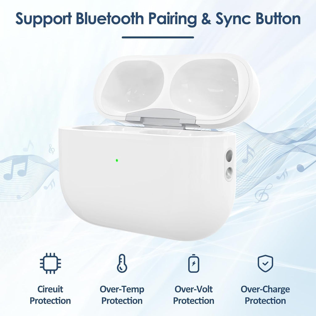 Wireless Charging Case Compatible with Air Pods Pro 1st & 2nd Gen, USB-C Charger Case Replacement Support Wireless Charging, Support Pairing & Sync Button(No Earbuds)